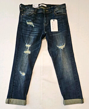NWT Eunina Sasha Women’s Blue Med Wash Low Rise Distressed Skinny Crop Jeans 13